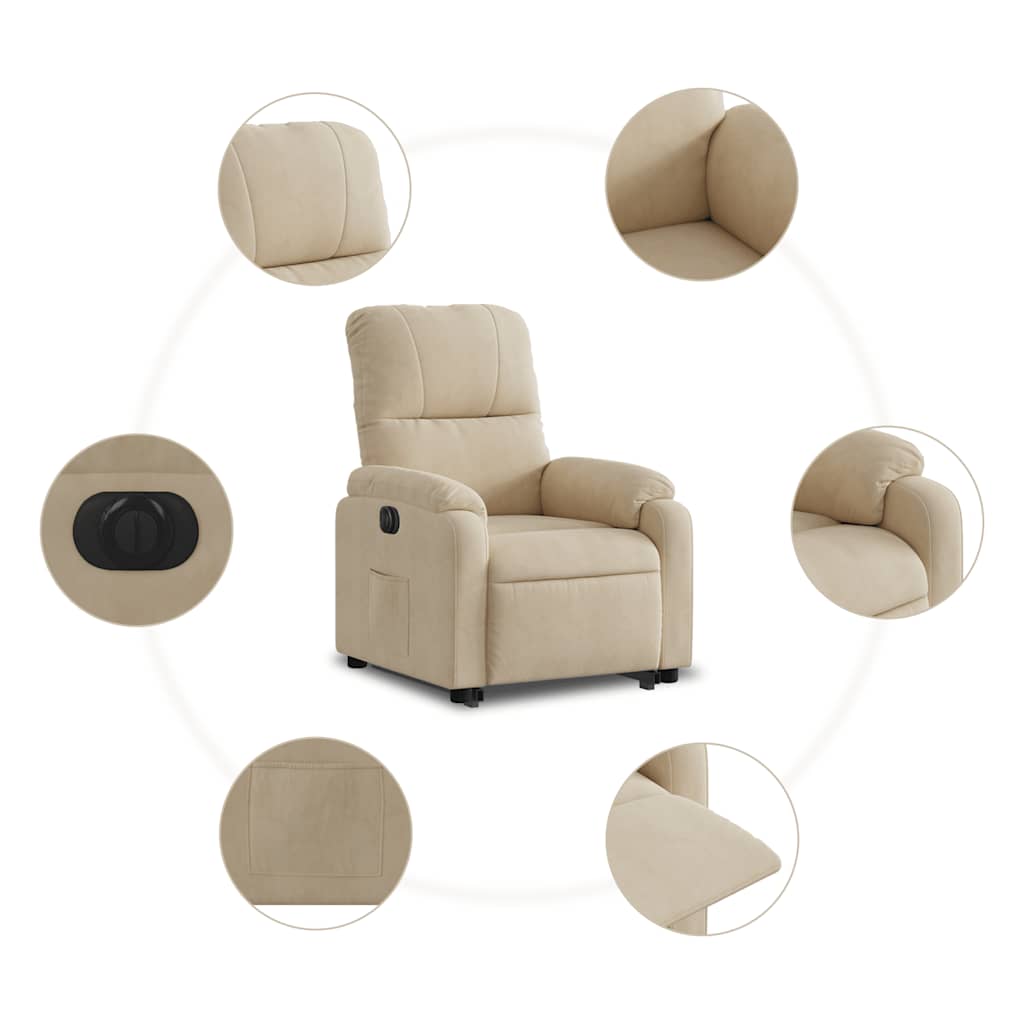 Electric rise and recline armchair, cream, fabric