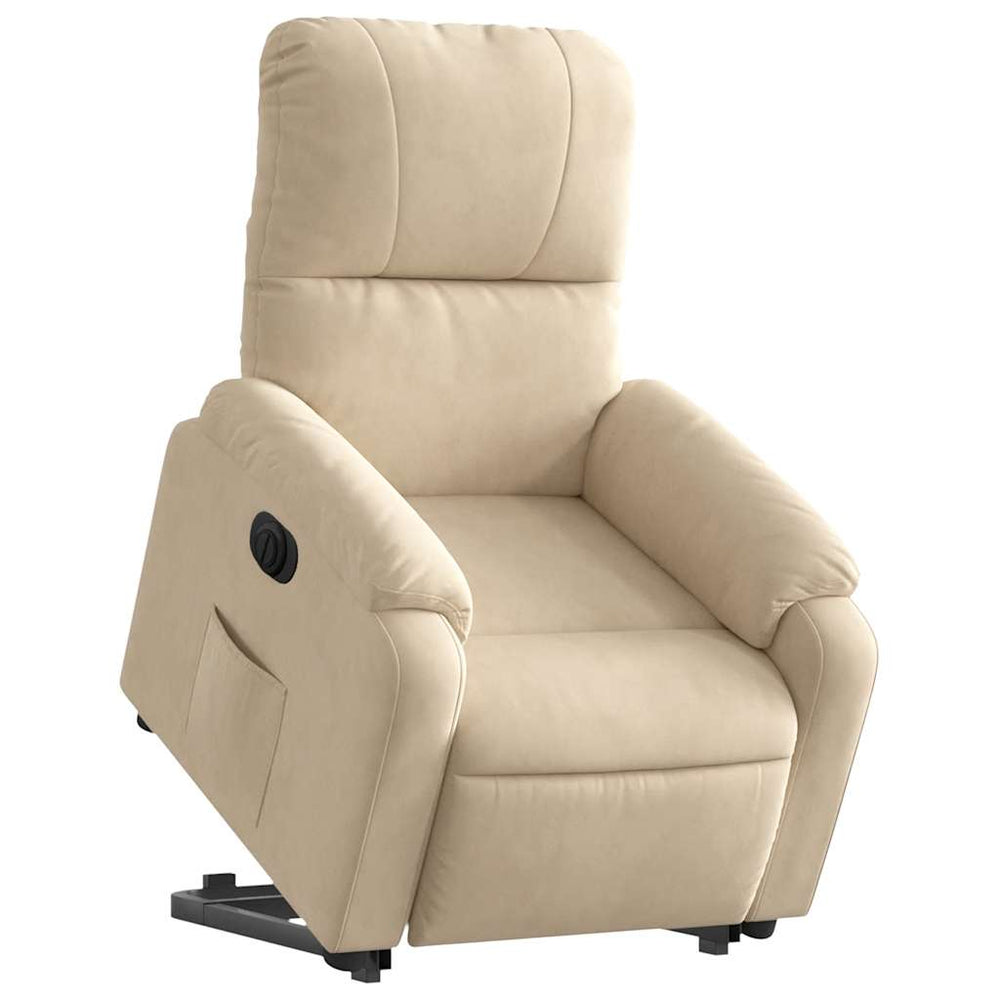 Electric rise and recline armchair, cream, fabric