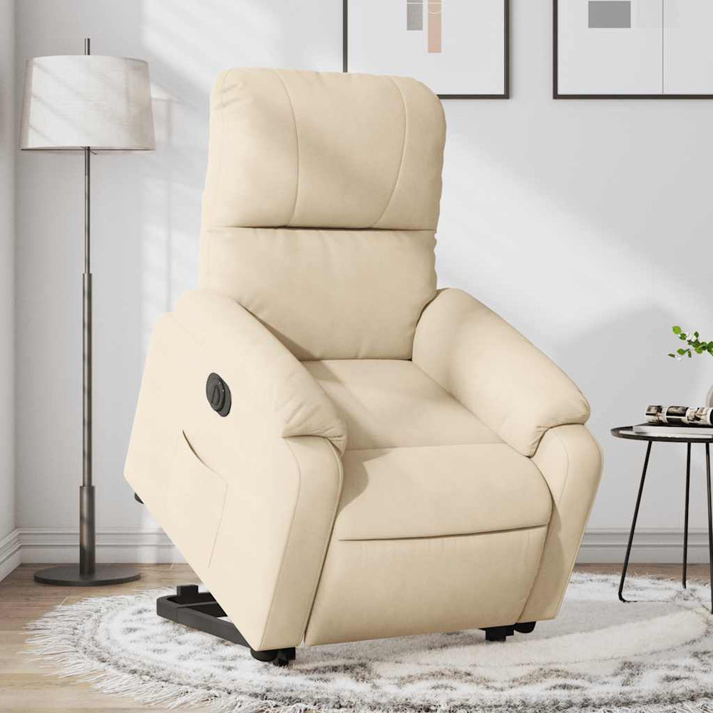 Electric rise and recline armchair, cream, fabric