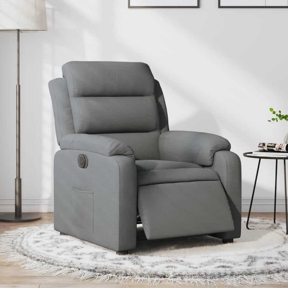 Electric recliner, dark grey, fabric