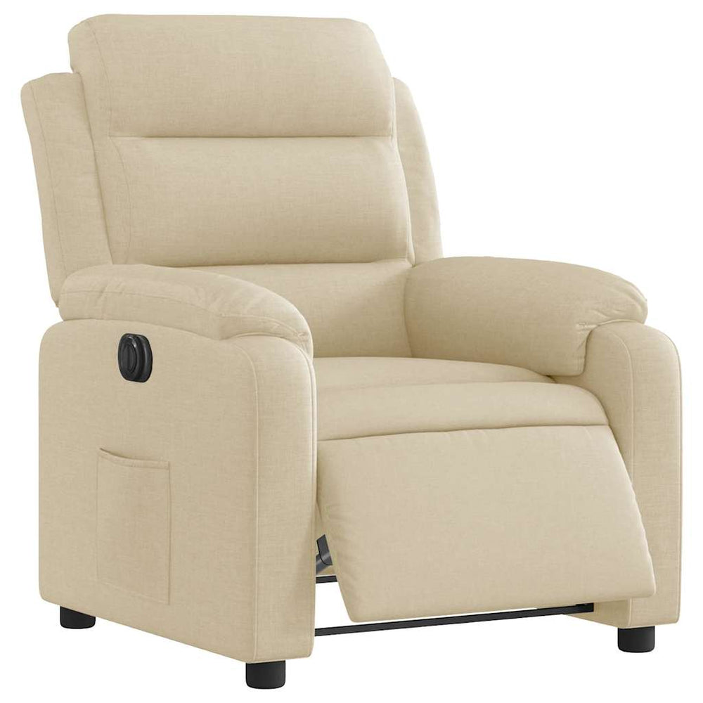 Electric reclining armchair, cream, fabric