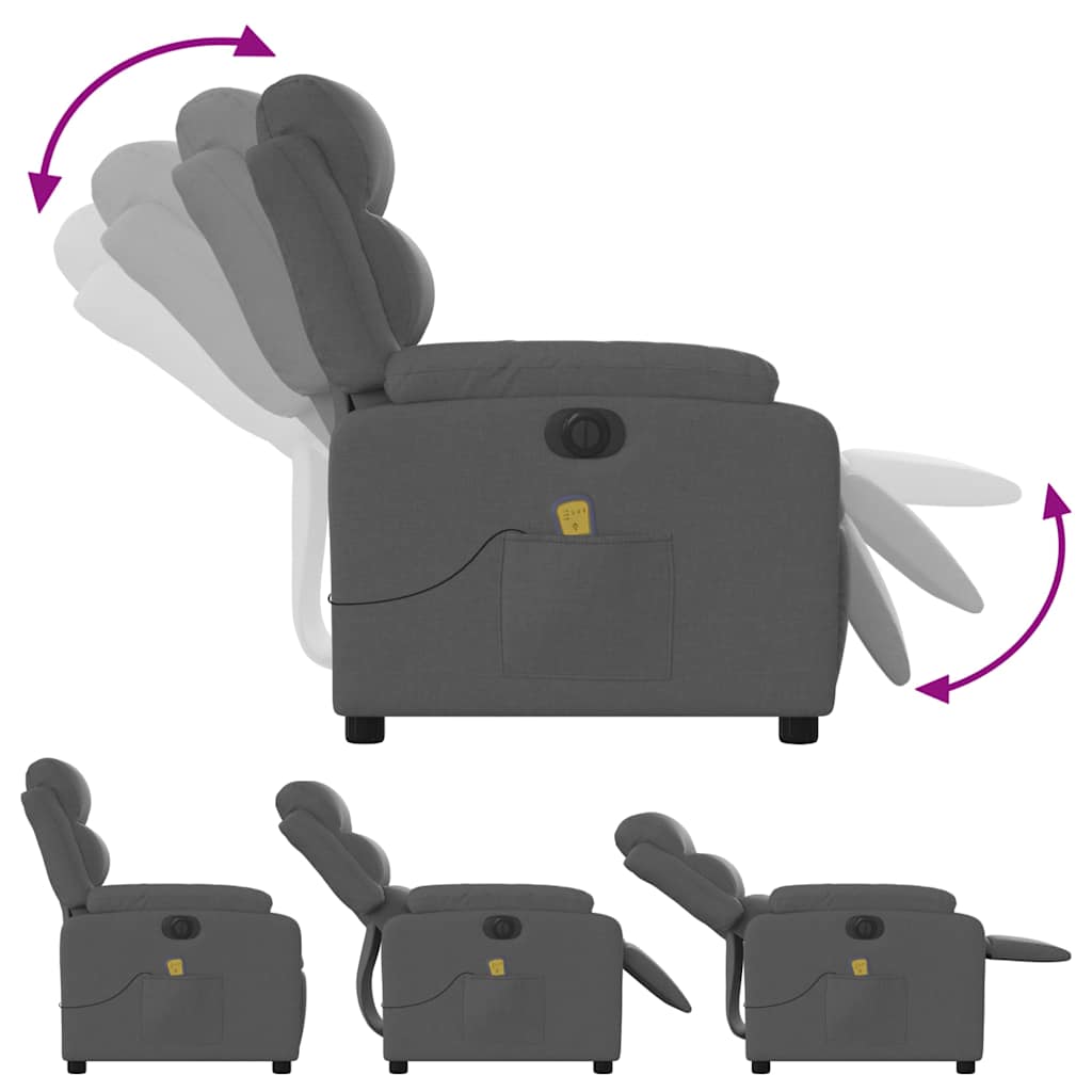 Electric massage chair, dark grey, fabric