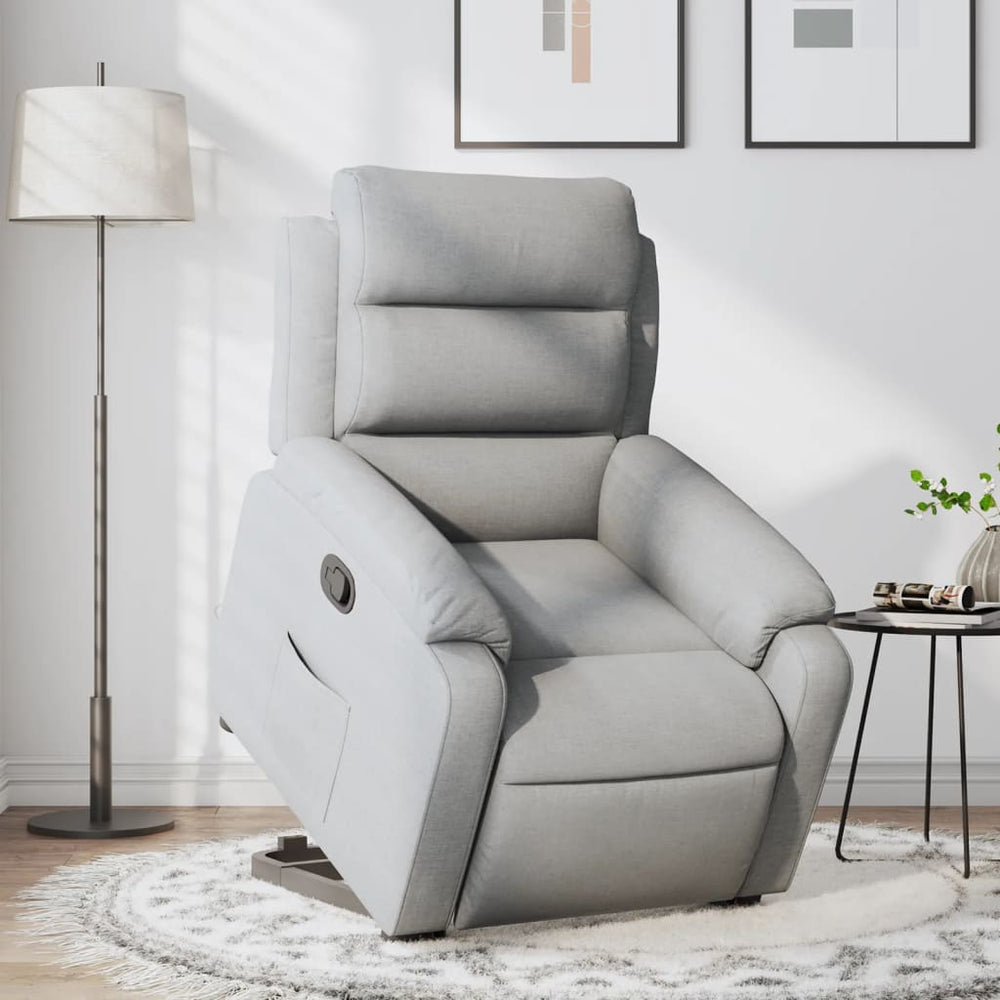 Stand-up recliner, light gray, fabric
