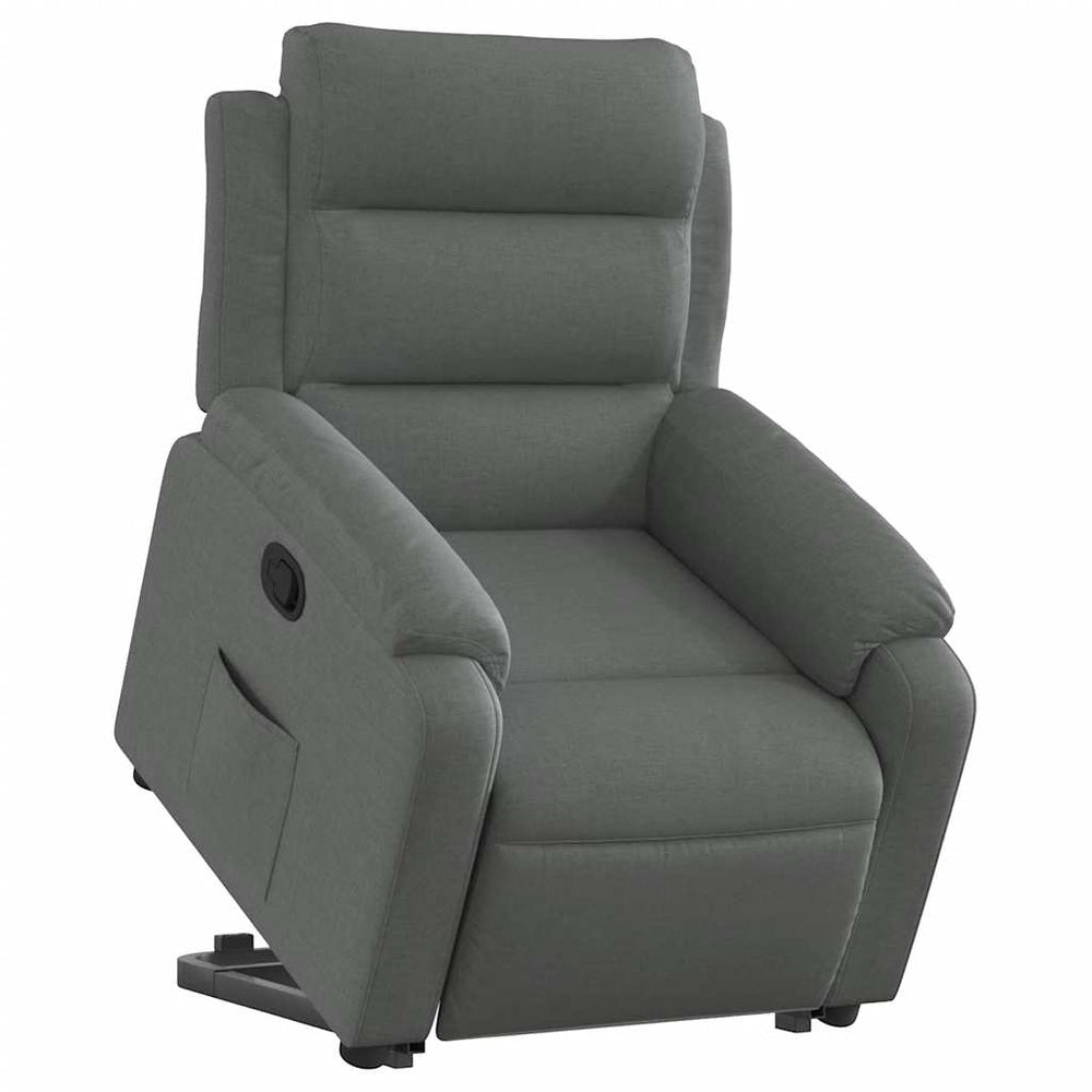 Reclining stand-up armchair, dark gray, fabric