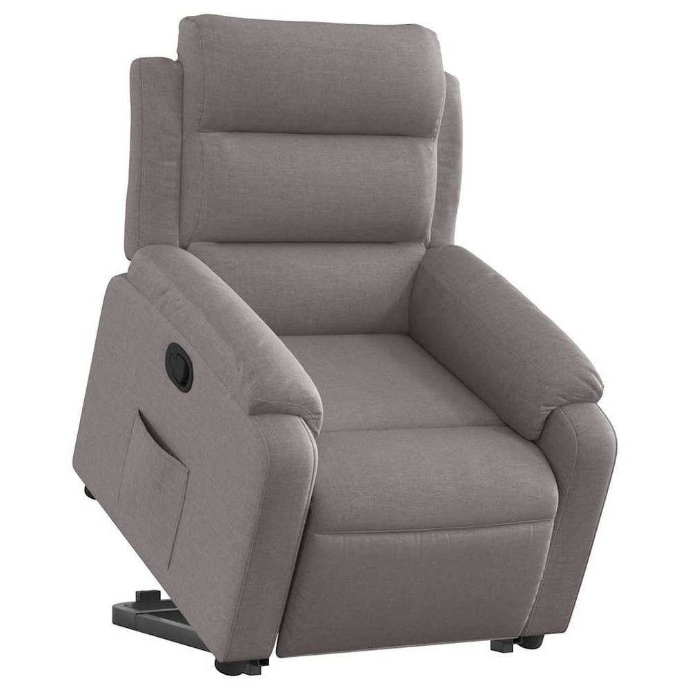 Recliner with lift-up function, taupe, fabric