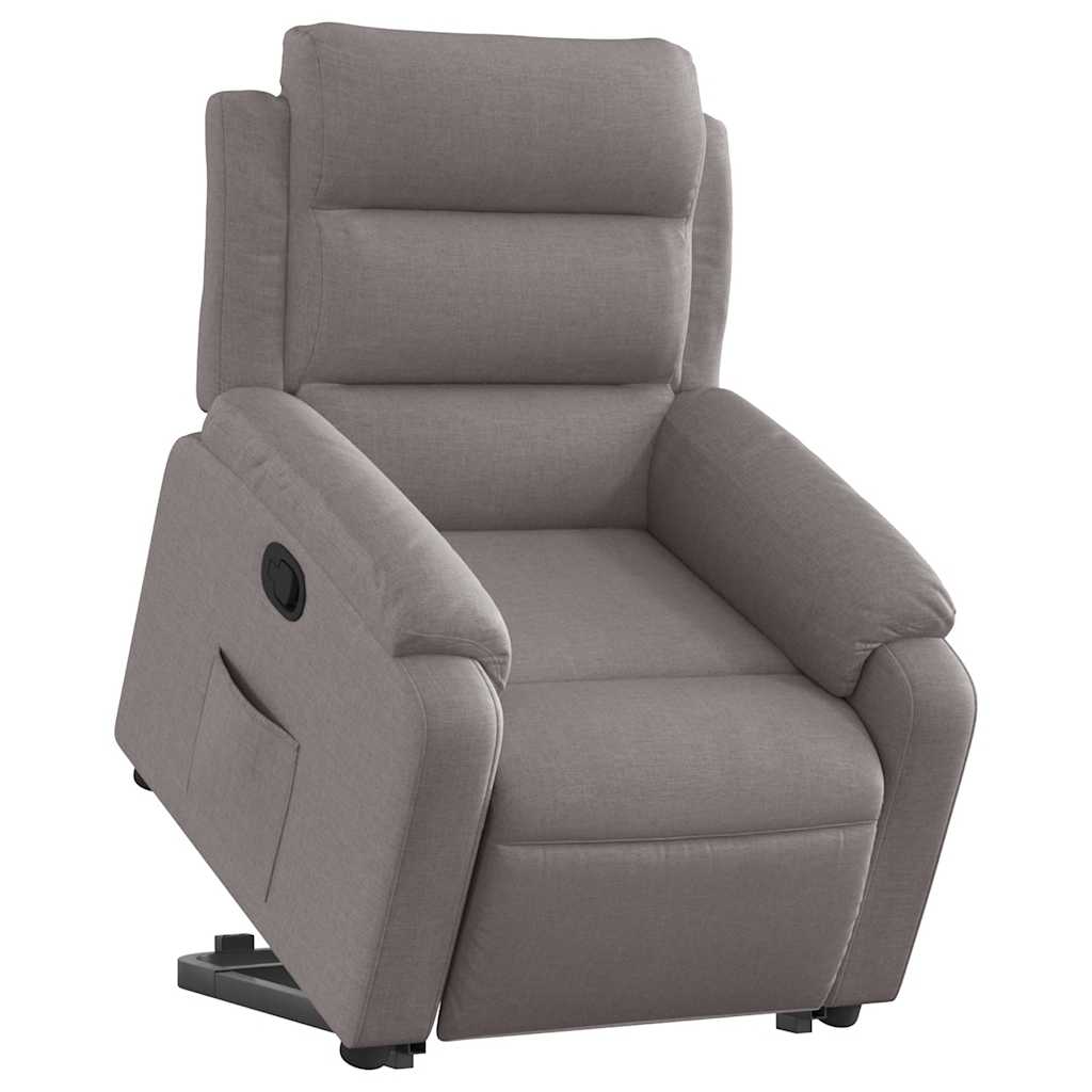 Recliner with lift-up function, taupe, fabric