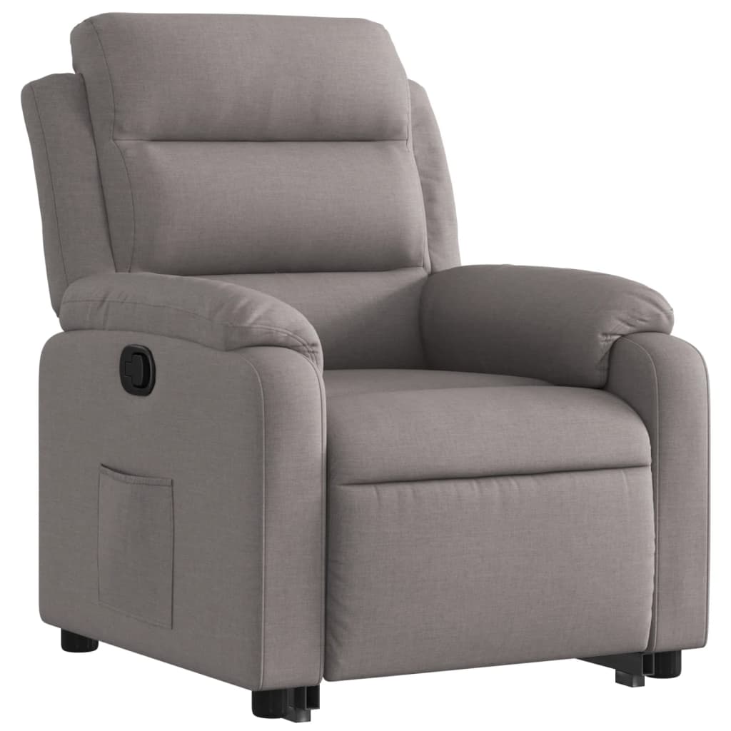Recliner with lift-up function, taupe, fabric