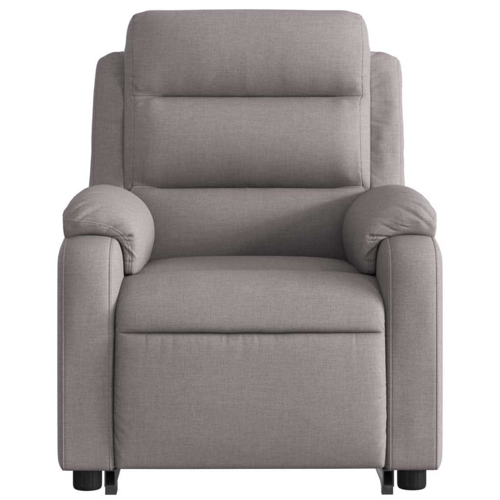 Recliner with lift-up function, taupe, fabric
