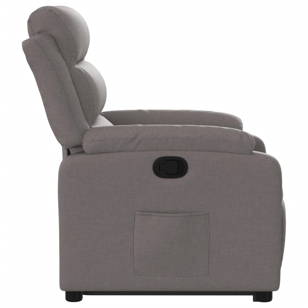 Recliner with lift-up function, taupe, fabric