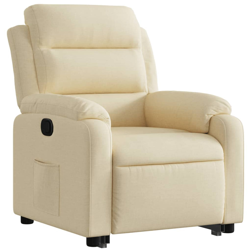 Standing recliner, cream, fabric