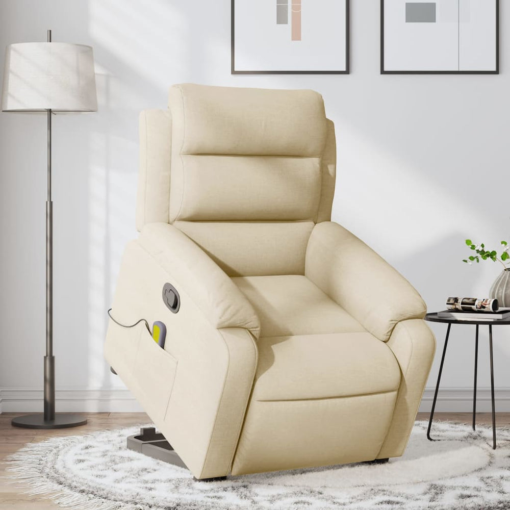 Lift Recliner Massage Chair Cream Fabric