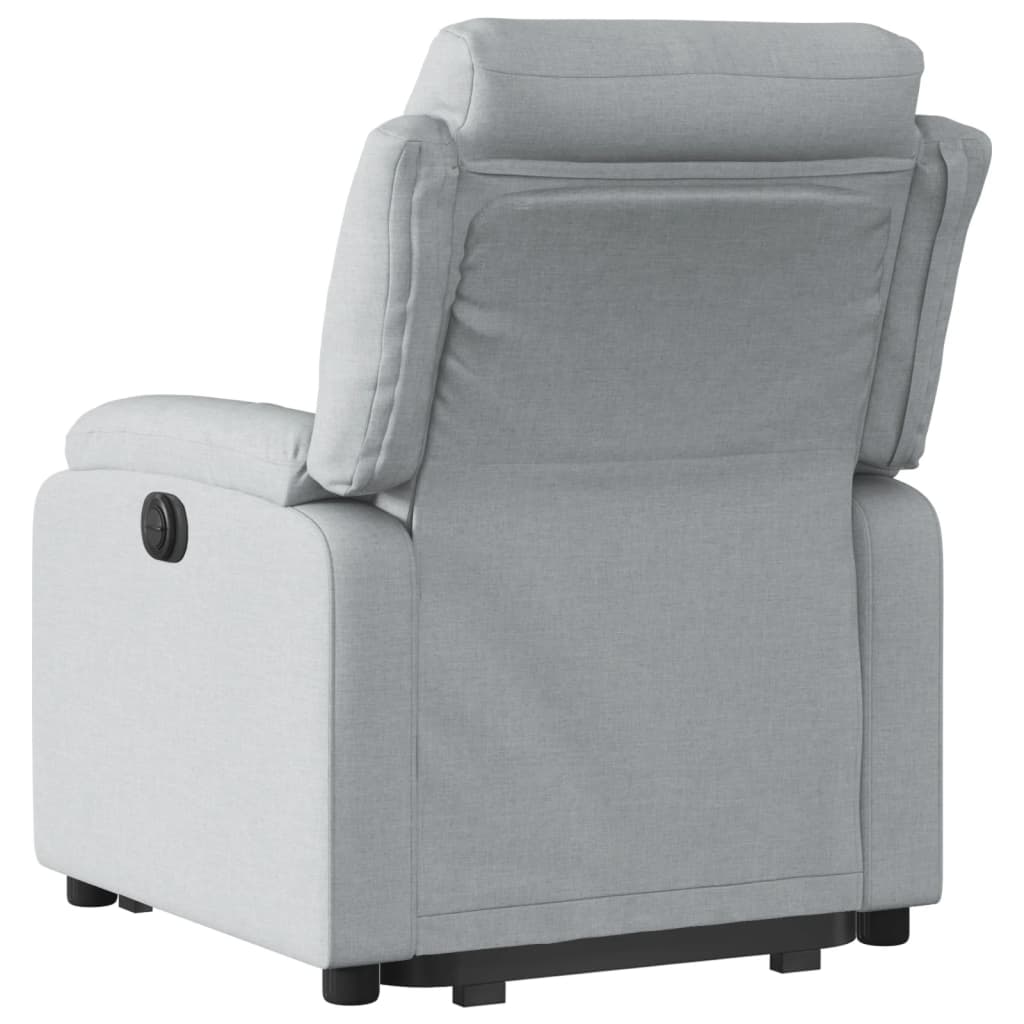 Rise and recline armchair, light grey, fabric