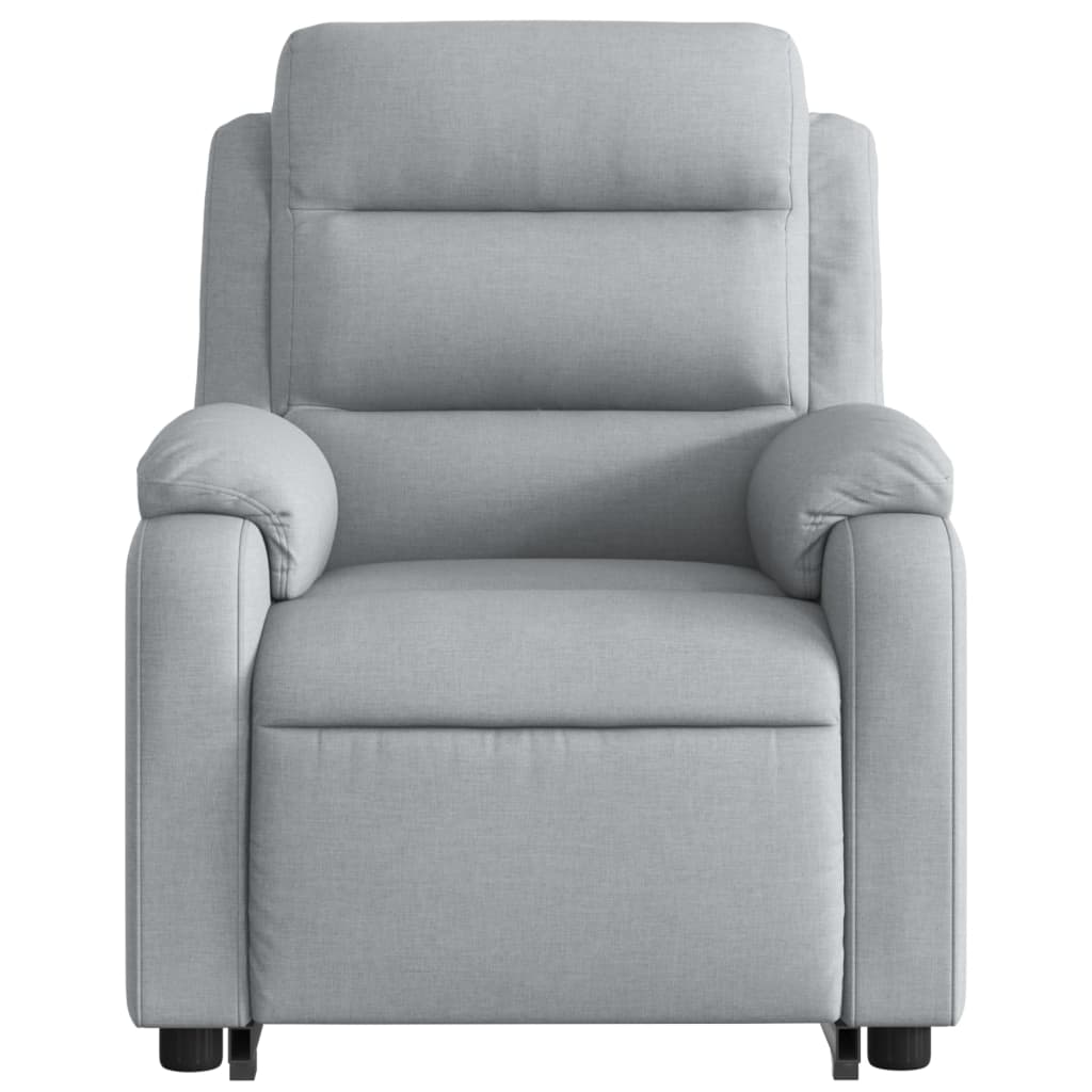 Rise and recline armchair, light grey, fabric