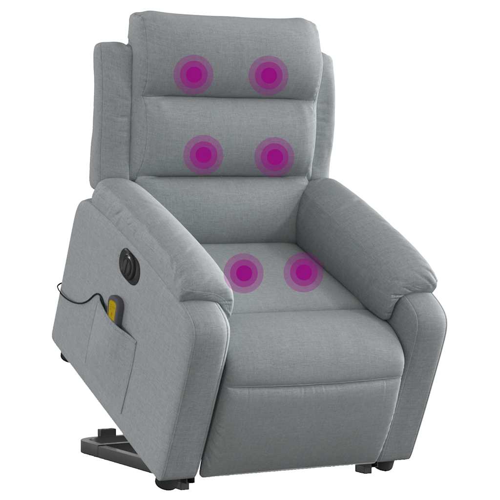 Reclining Massage Chair, Light Grey, Fabric