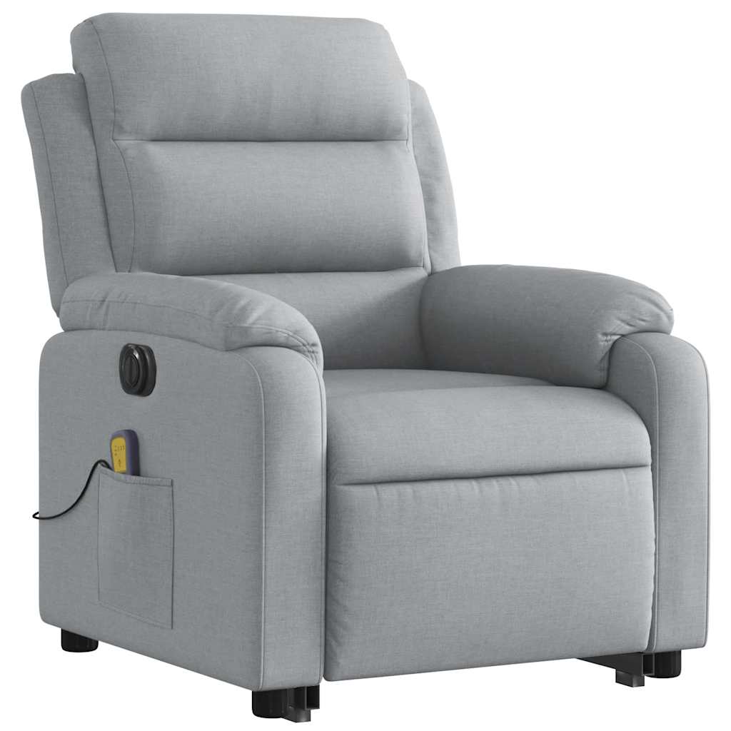 Reclining Massage Chair, Light Grey, Fabric