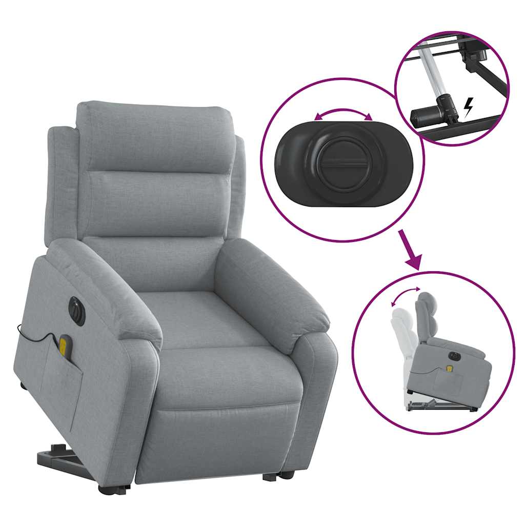 Reclining Massage Chair, Light Grey, Fabric