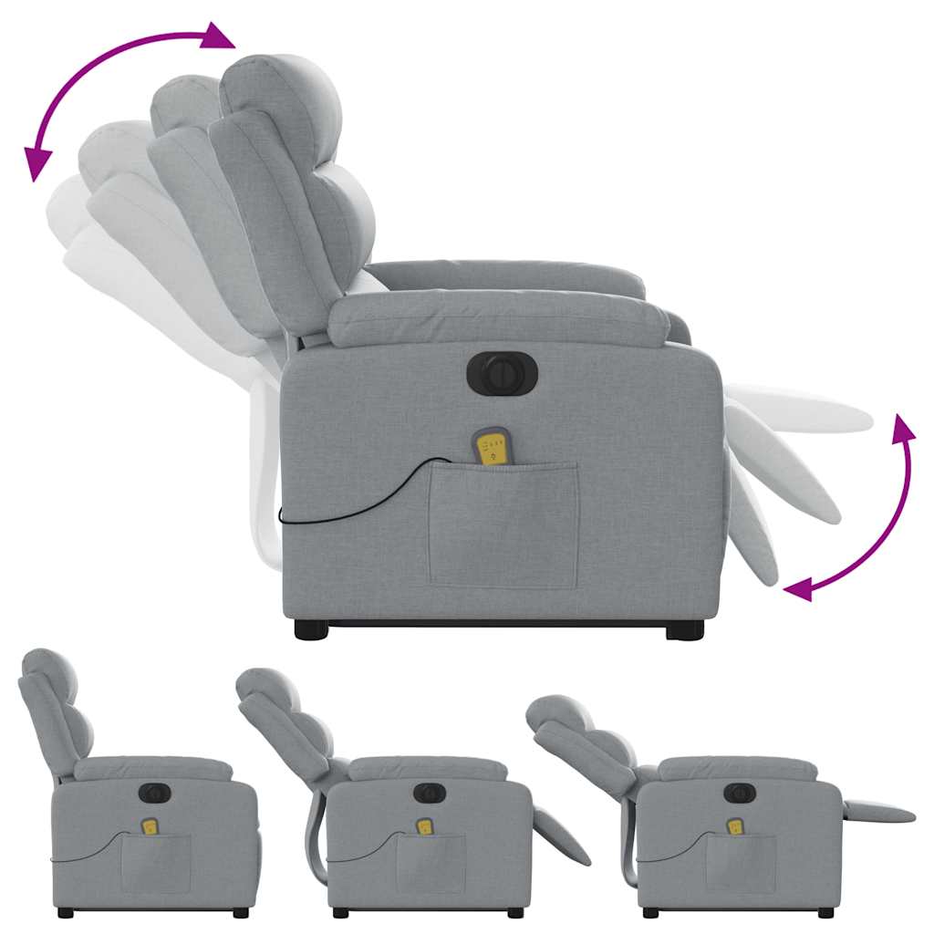 Reclining Massage Chair, Light Grey, Fabric