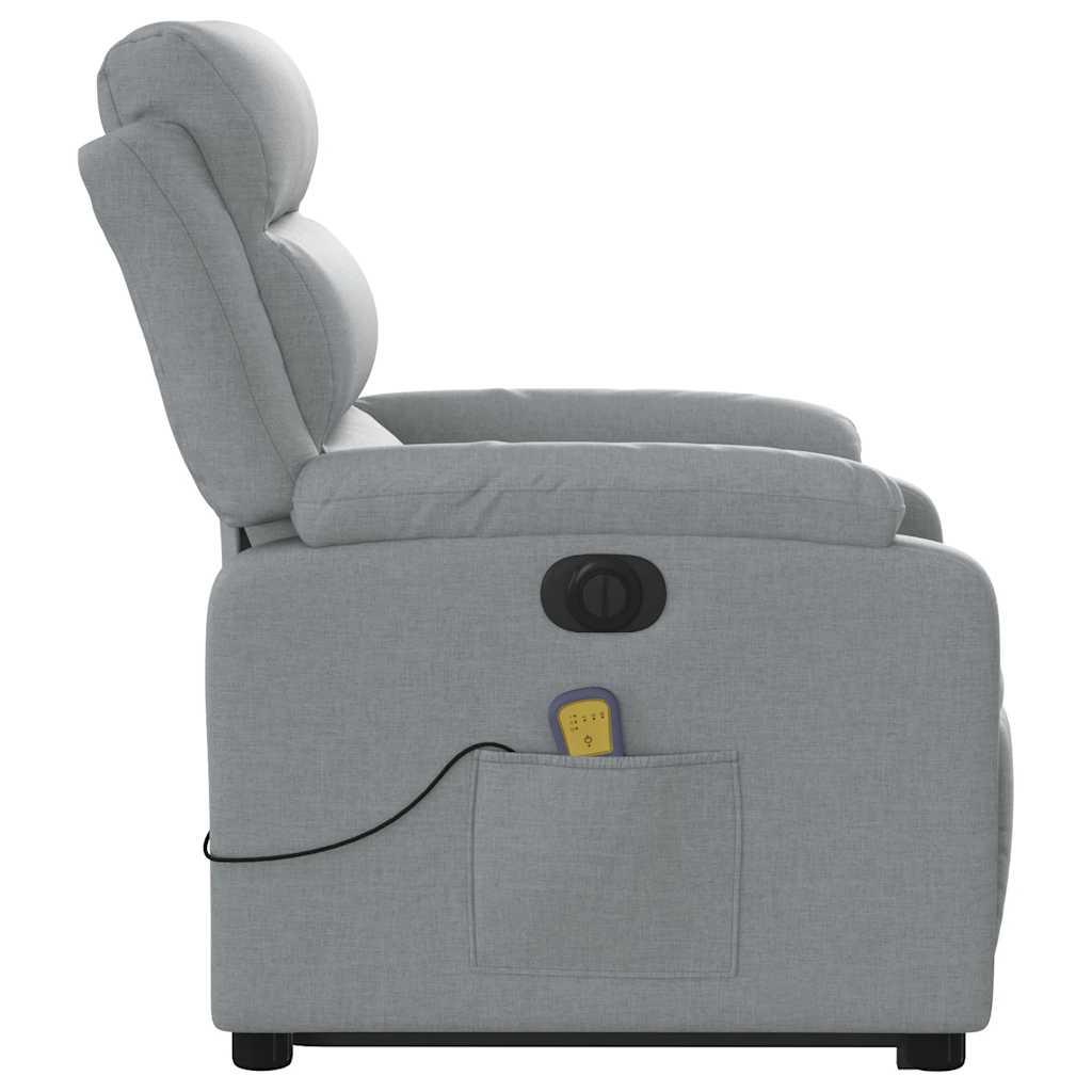 Reclining Massage Chair, Light Grey, Fabric