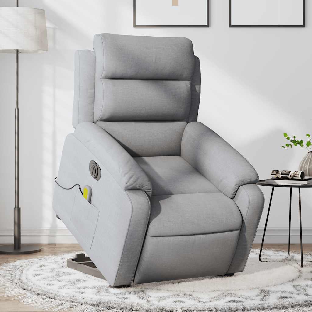 Reclining Massage Chair, Light Grey, Fabric