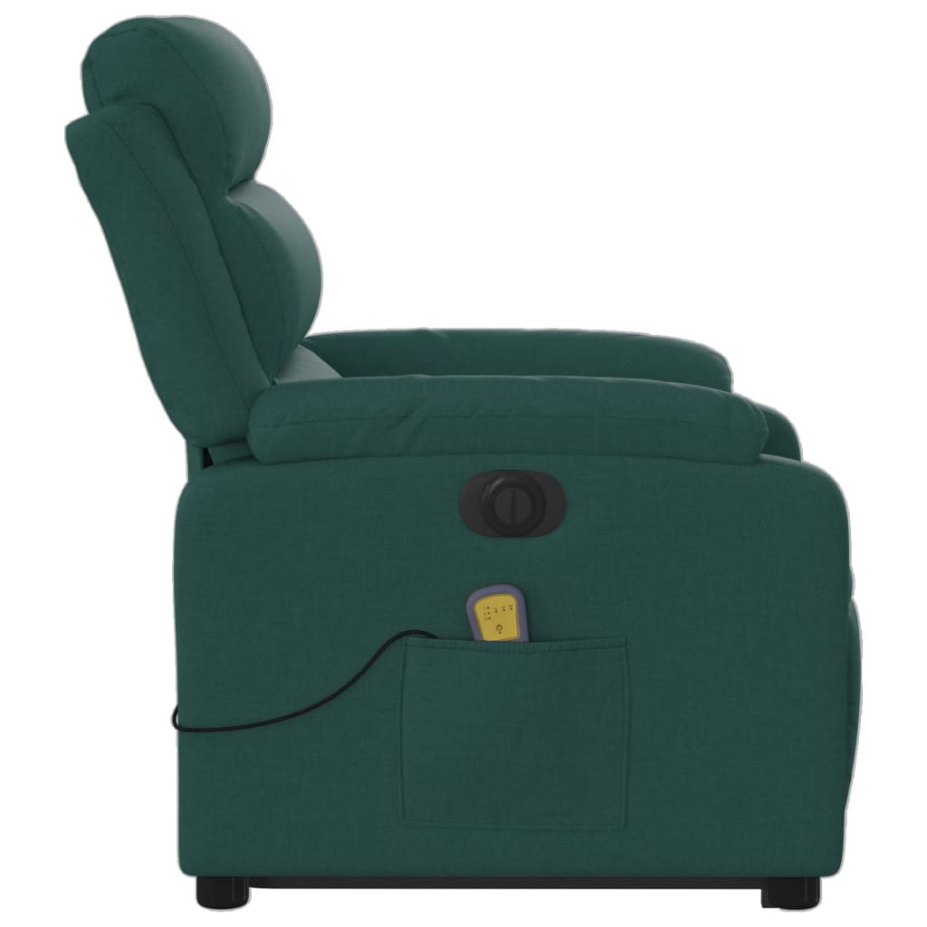Atsistojantis masažinis krėslas, tamsiai žalias, audinys