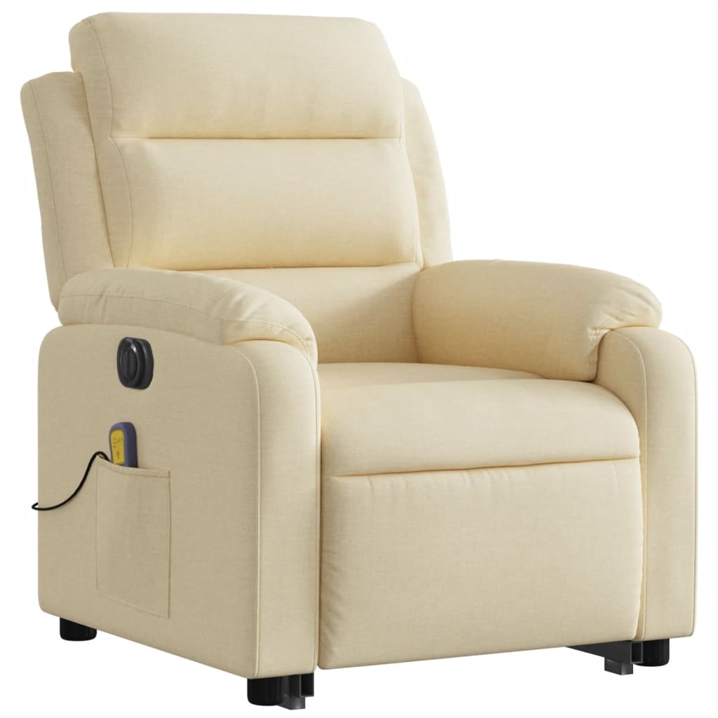 Lift Recliner Massage Chair, cream, fabric