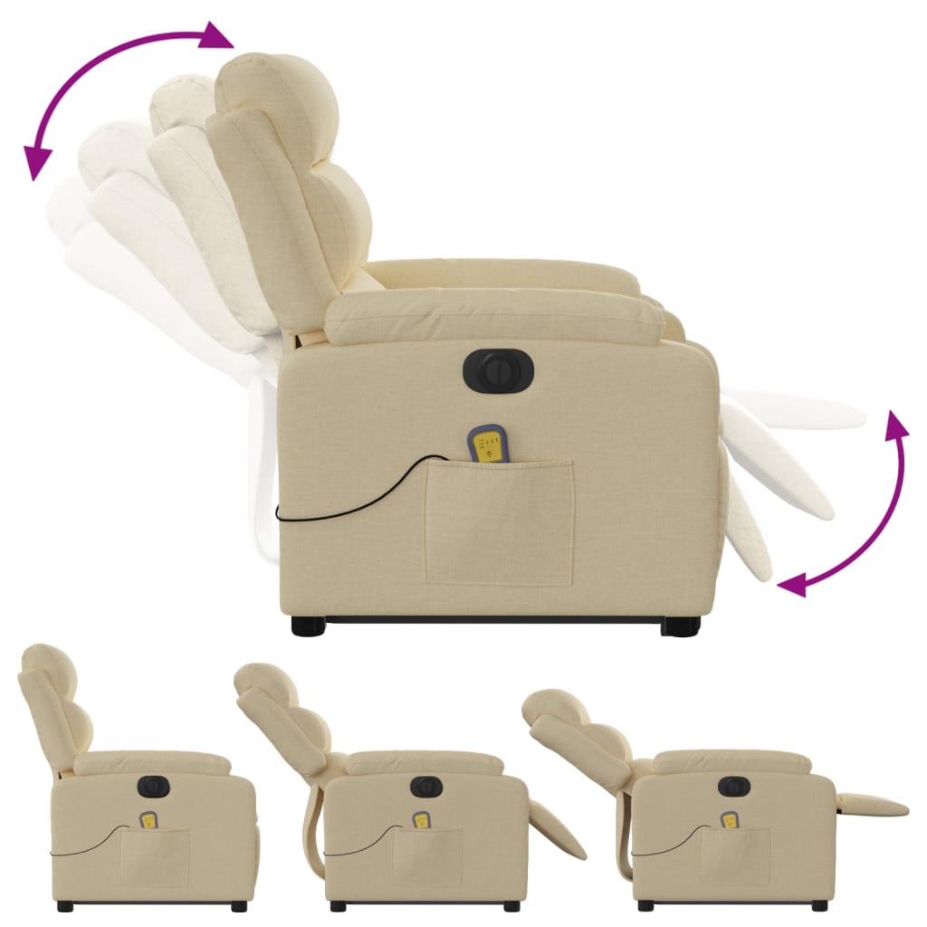 Lift Recliner Massage Chair, cream, fabric