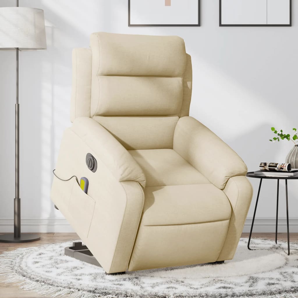 Lift Recliner Massage Chair, cream, fabric