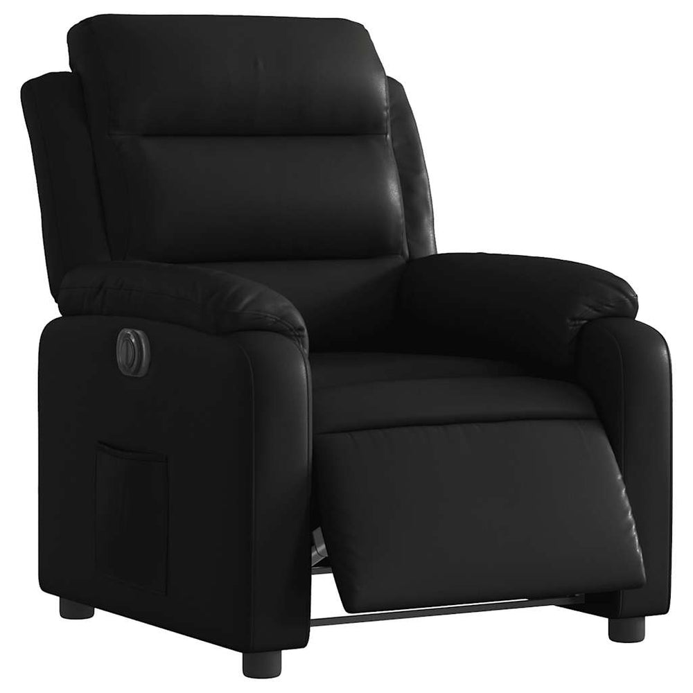 Electric reclining armchair, black, artificial leather