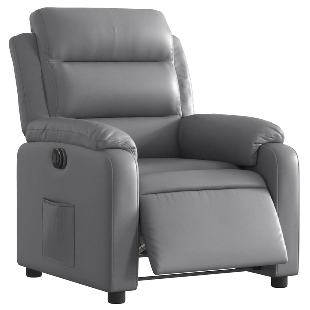 Electric reclining armchair, grey, artificial leather