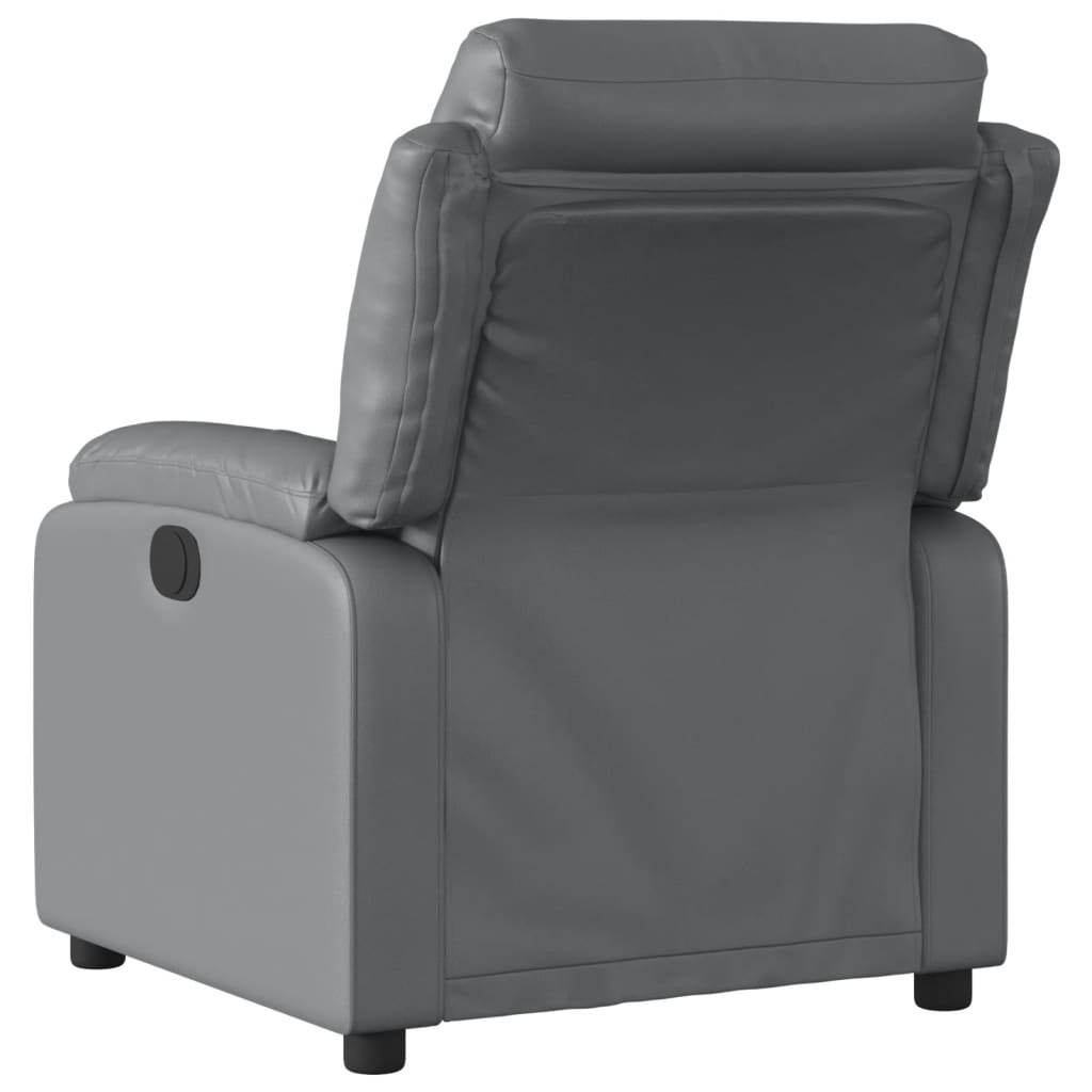 Elektrinis atlošiamas krėslas, pilkos spalvos, dirbtinė oda