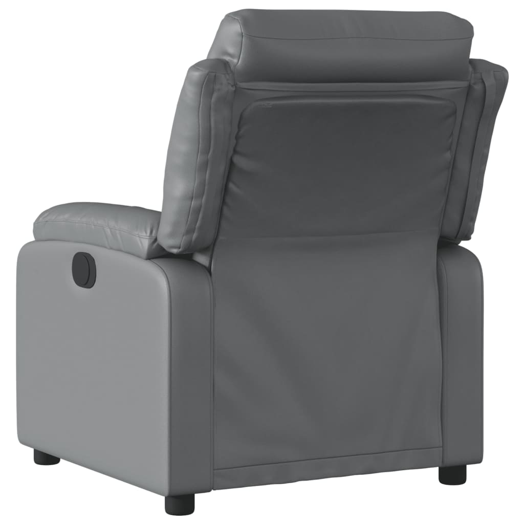 Elektrinis atlošiamas masažinis krėslas, pilkas, dirbtinė oda