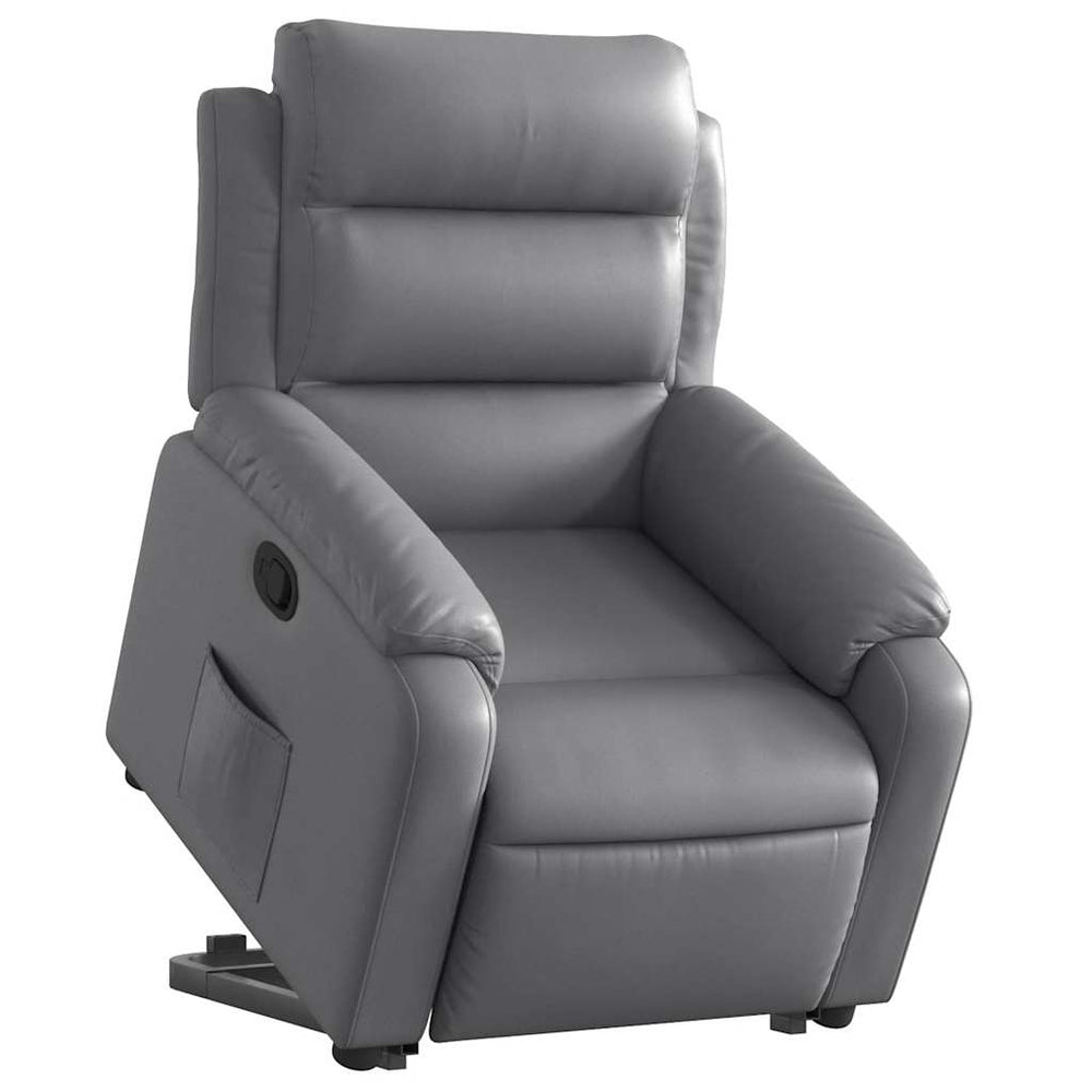 Recliner, grey, artificial leather