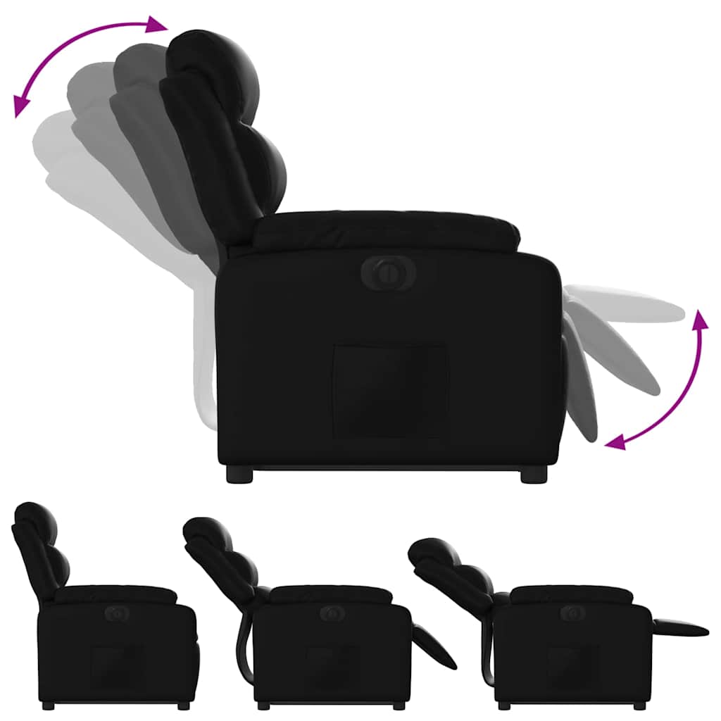 Standing electric armchair, black, artificial leather