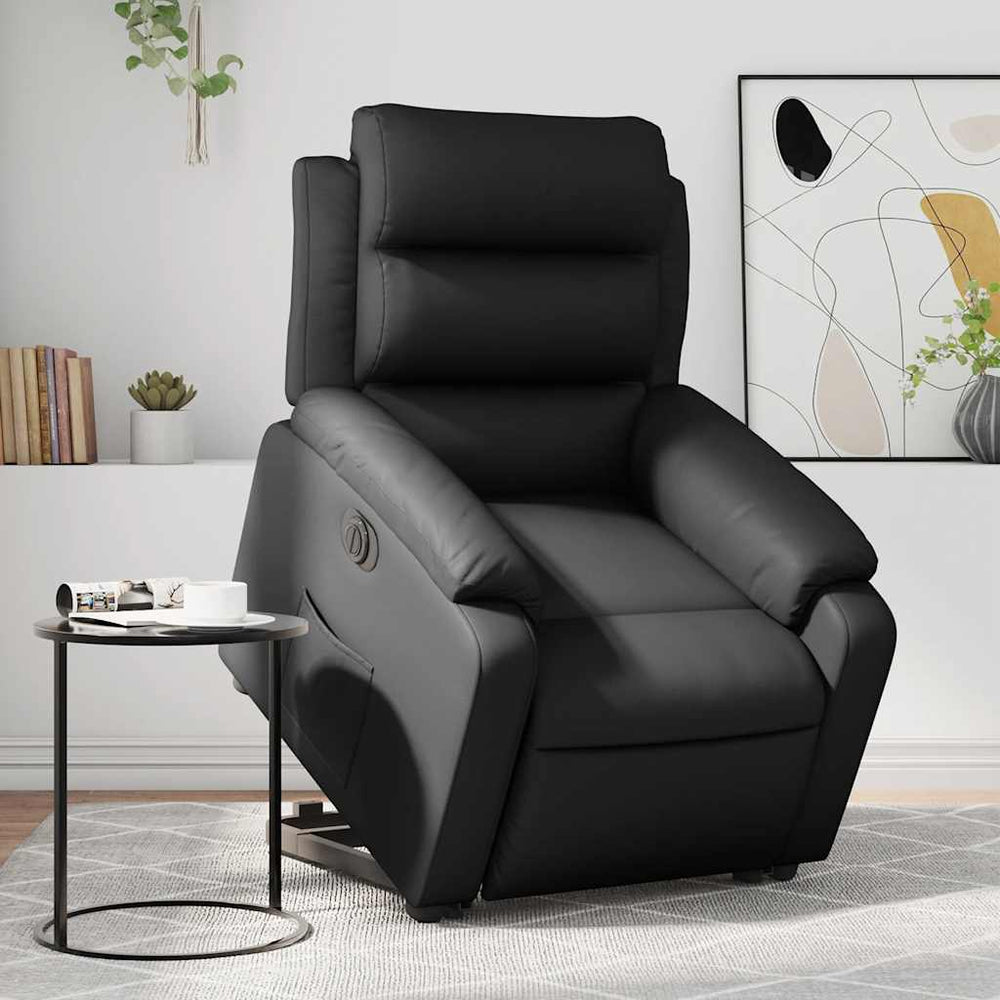 Standing electric armchair, black, artificial leather