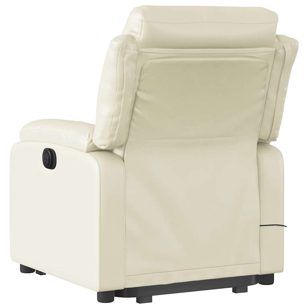 Reclining massage chair, cream, faux leather