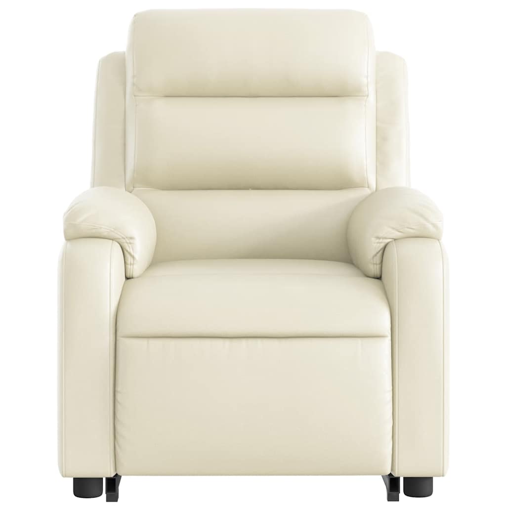 Reclining massage chair, cream, faux leather