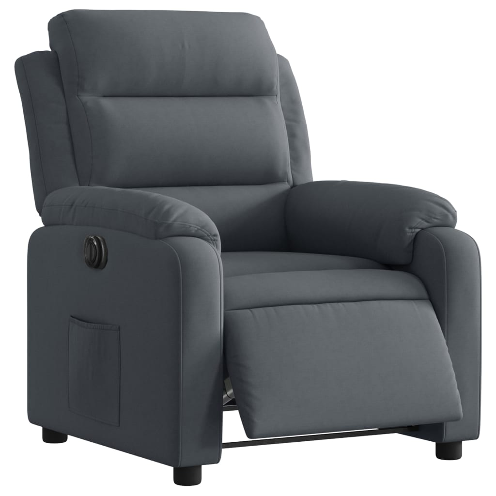 Electric reclining armchair, dark grey, velvet