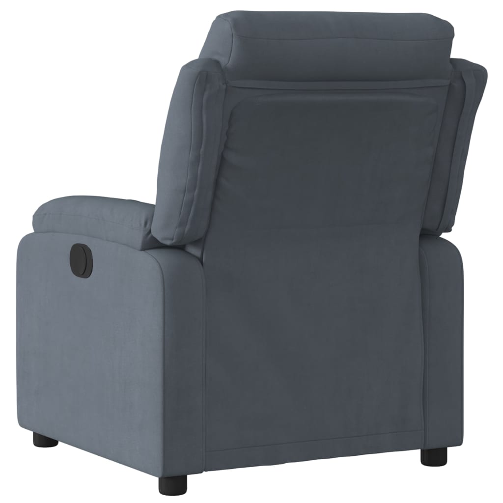 Electric reclining armchair, dark grey, velvet