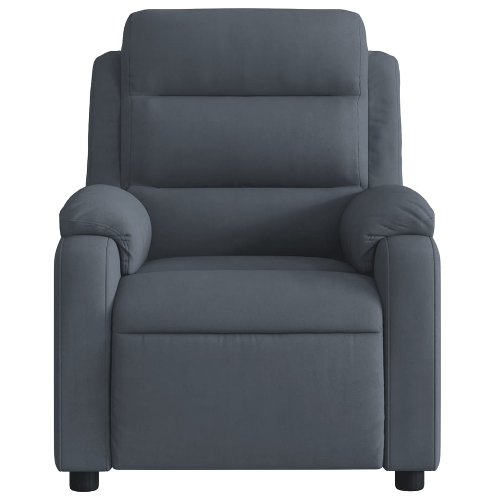 Electric reclining armchair, dark grey, velvet