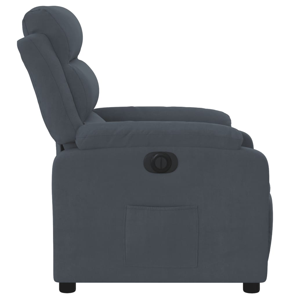 Electric reclining armchair, dark grey, velvet