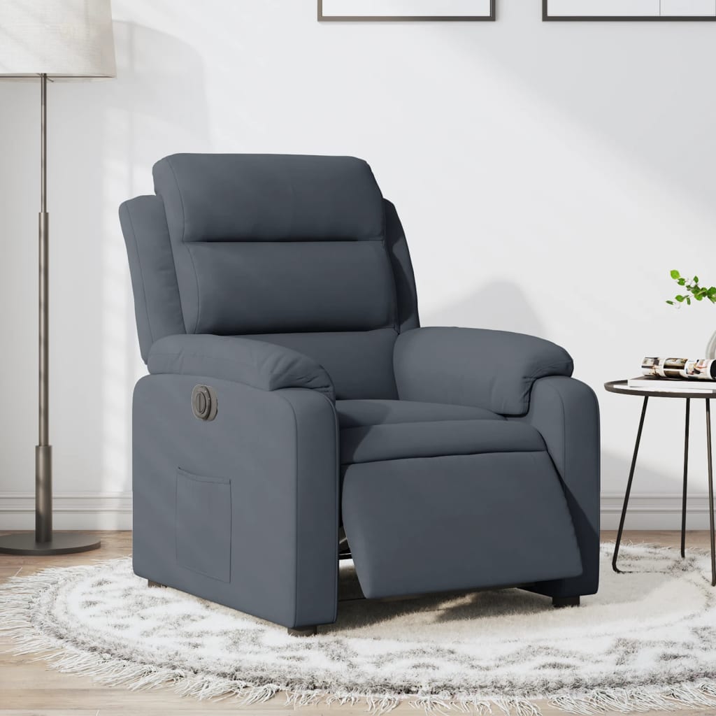 Electric reclining armchair, dark grey, velvet