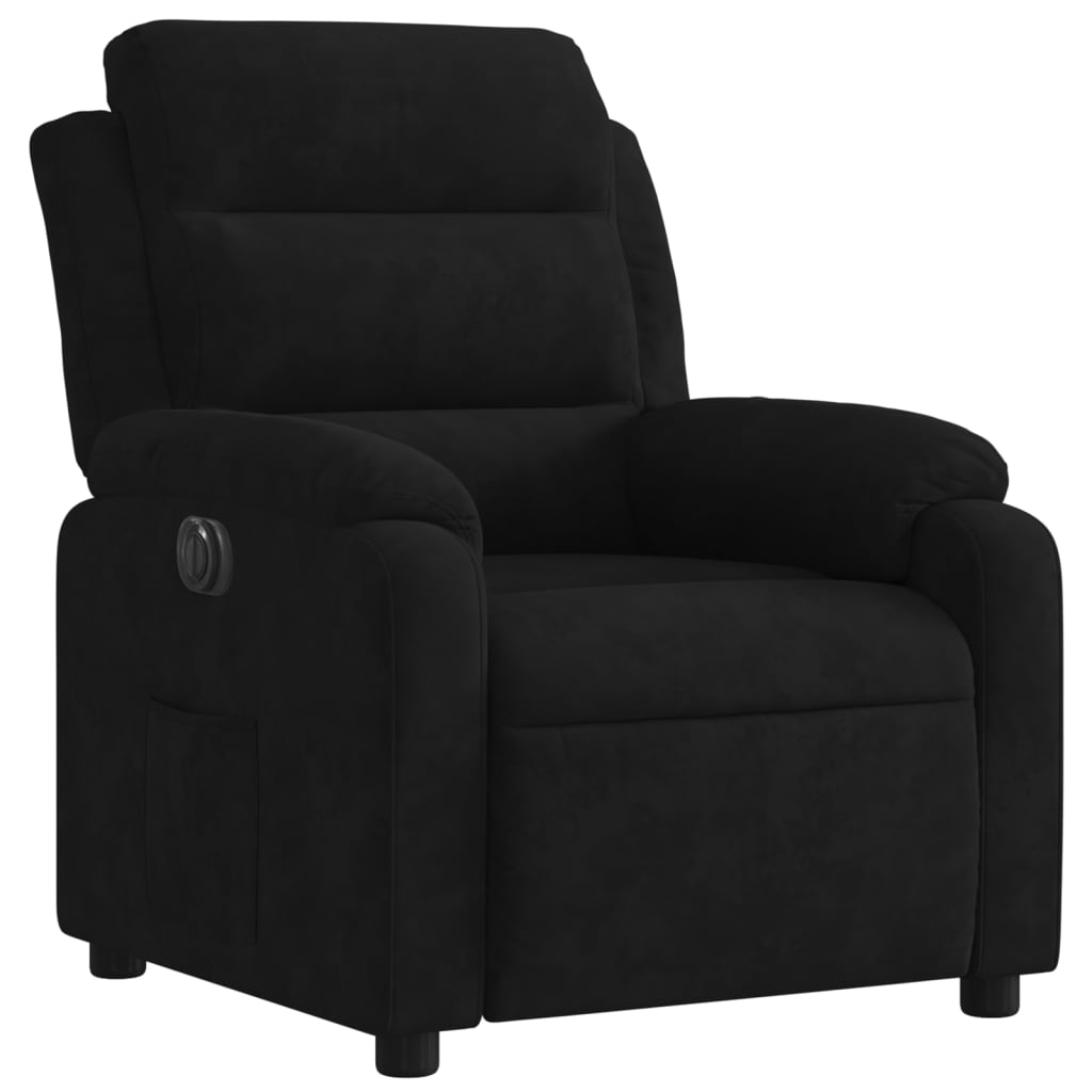 Electric recliner, black, velvet
