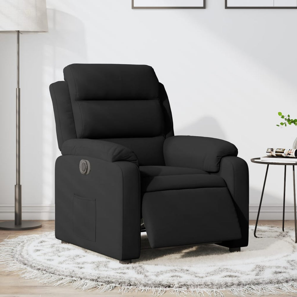 Electric recliner, black, velvet