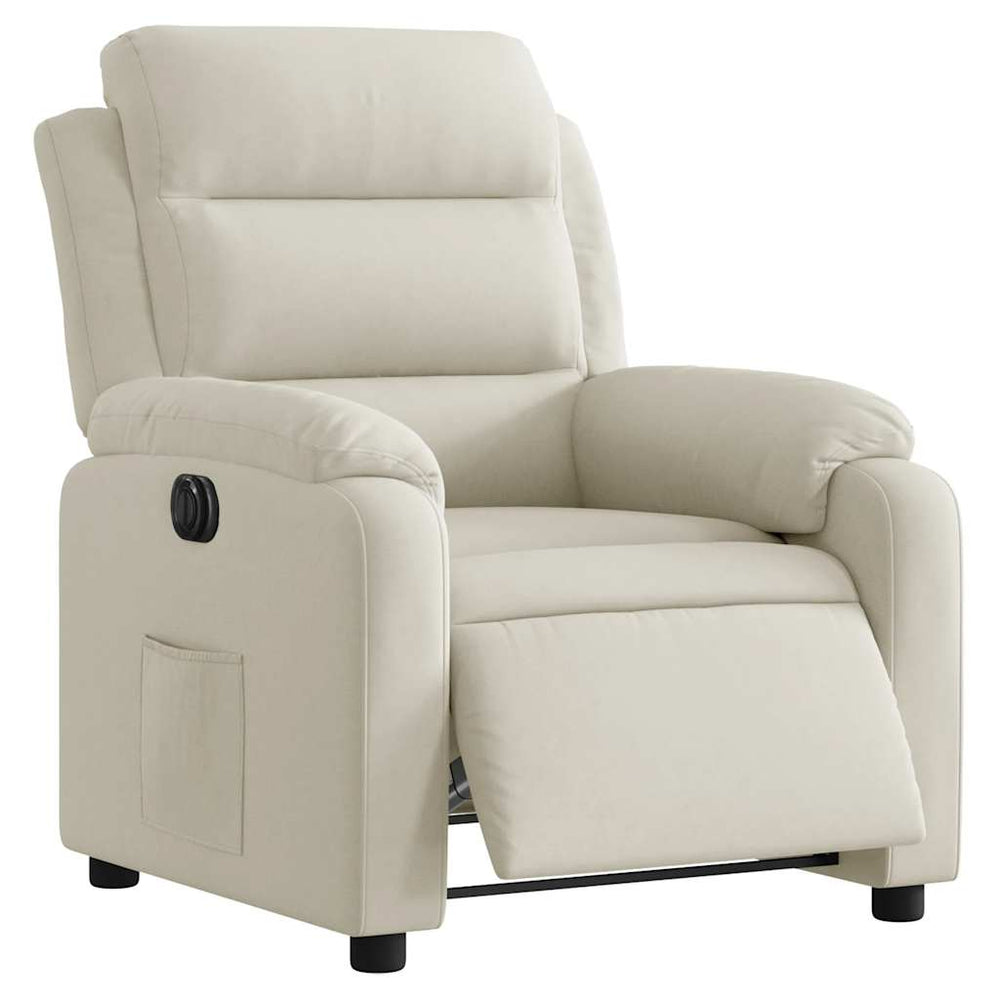 Electric reclining armchair, cream, velvet