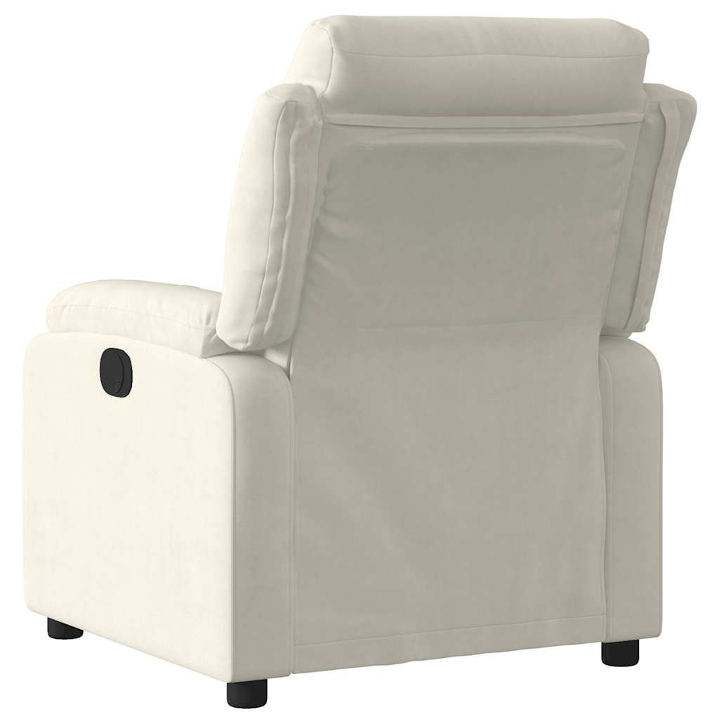 Electric reclining armchair, cream, velvet