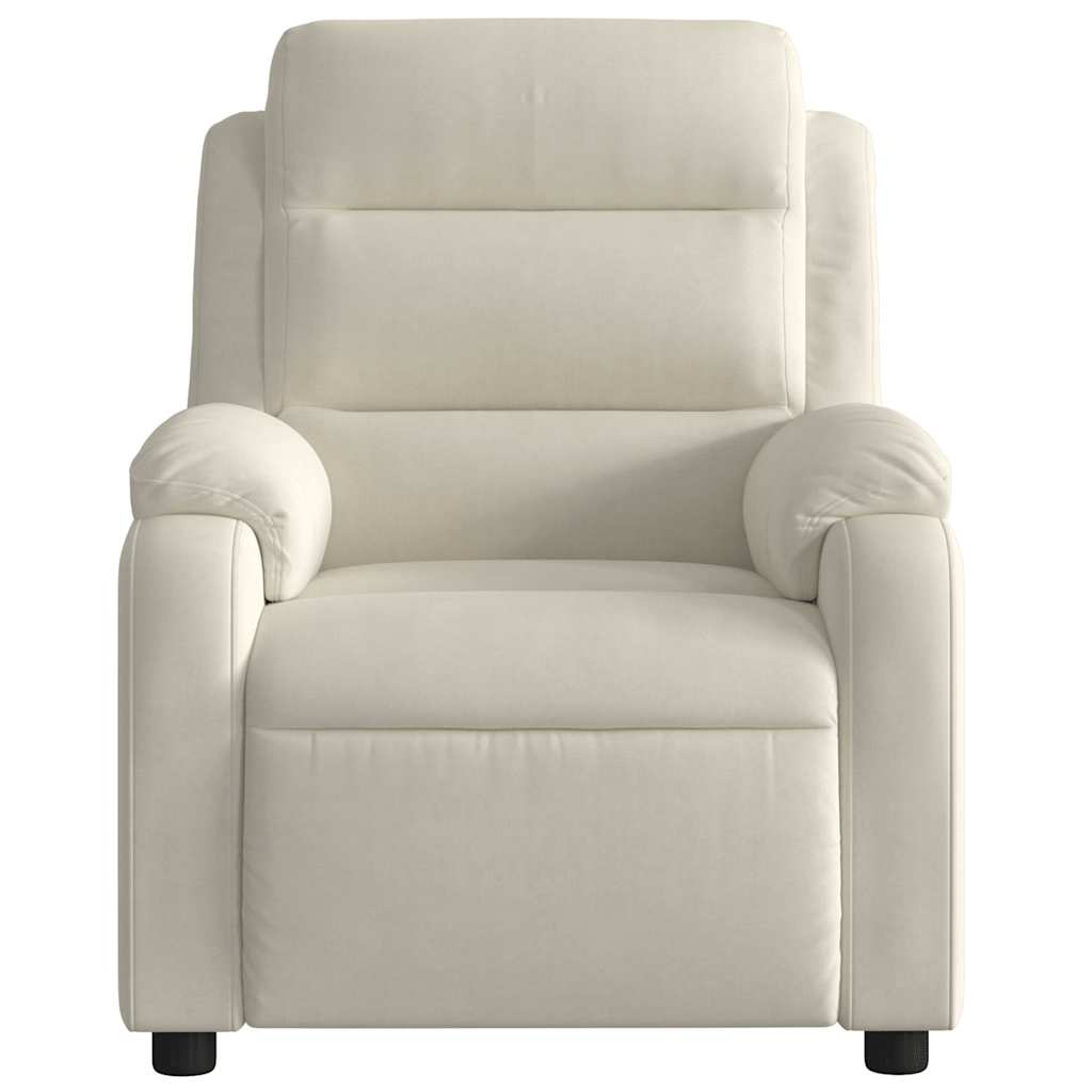 Electric reclining armchair, cream, velvet