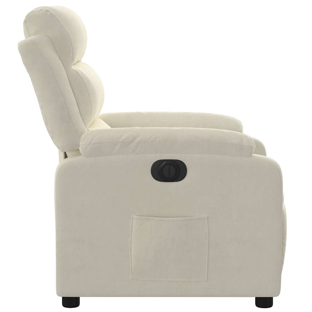 Electric reclining armchair, cream, velvet
