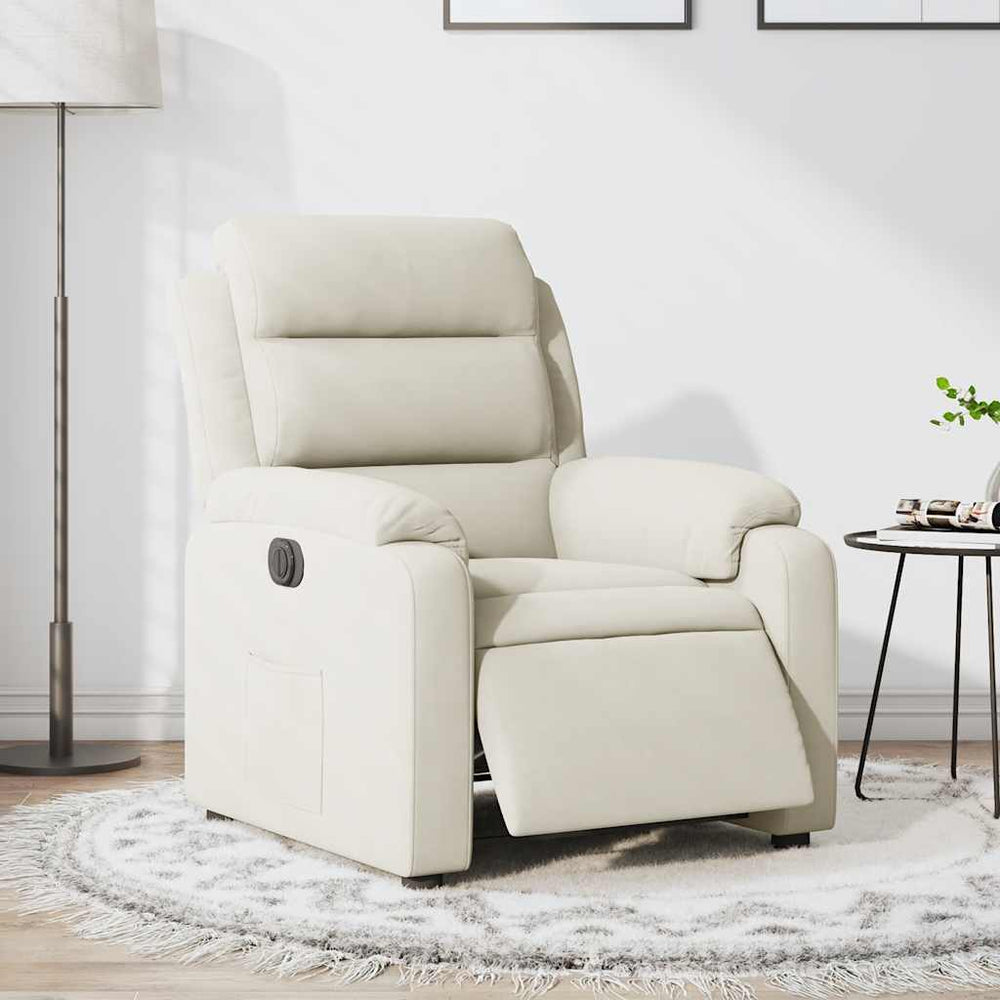 Electric reclining armchair, cream, velvet