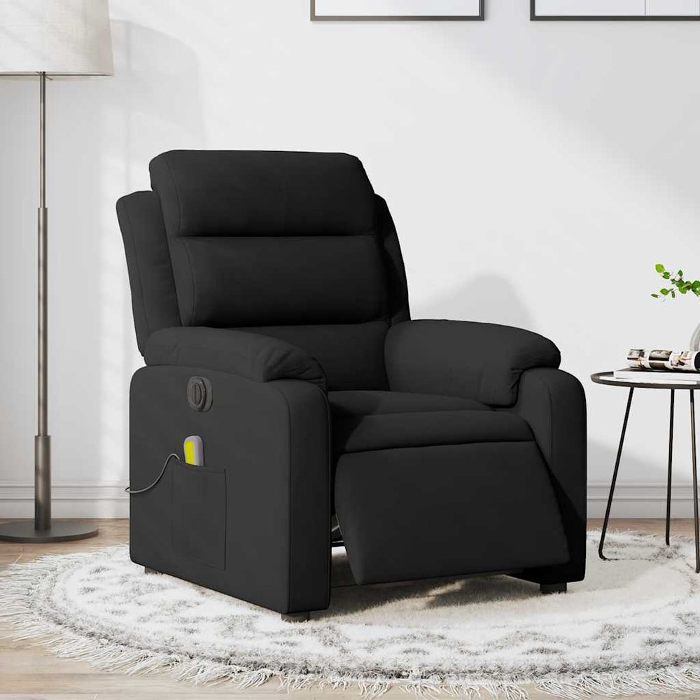 Electric Reclining Massage Armchair, Black, Velvet