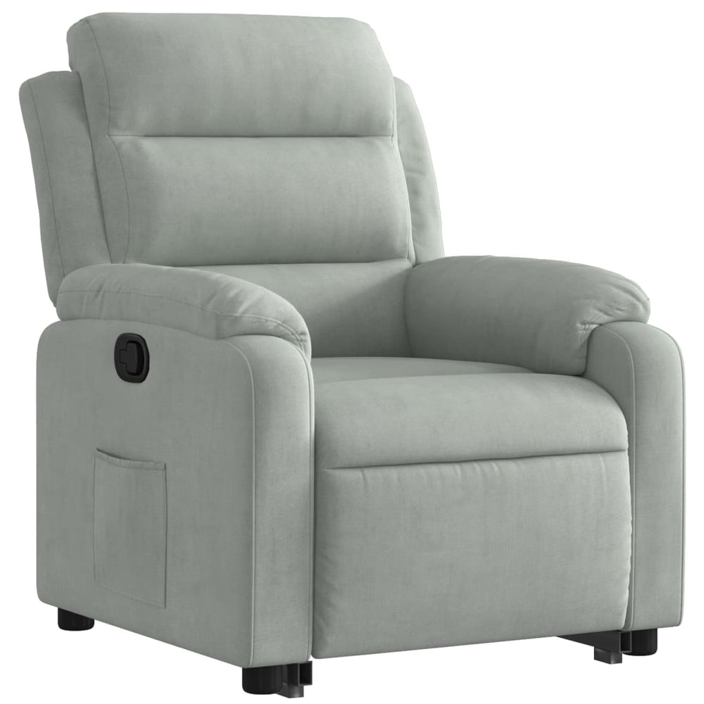 Stand-up recliner, light gray, velvet